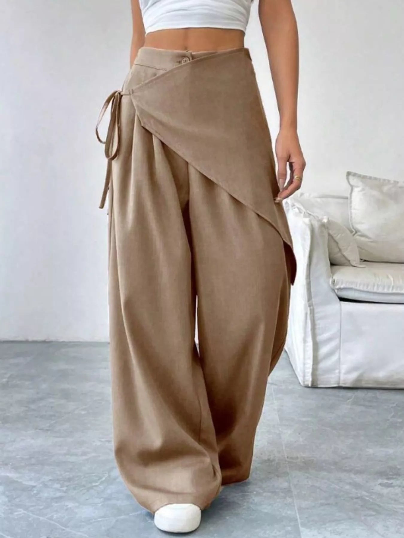 Wrap-Front Wide-Leg Pants – Pinky